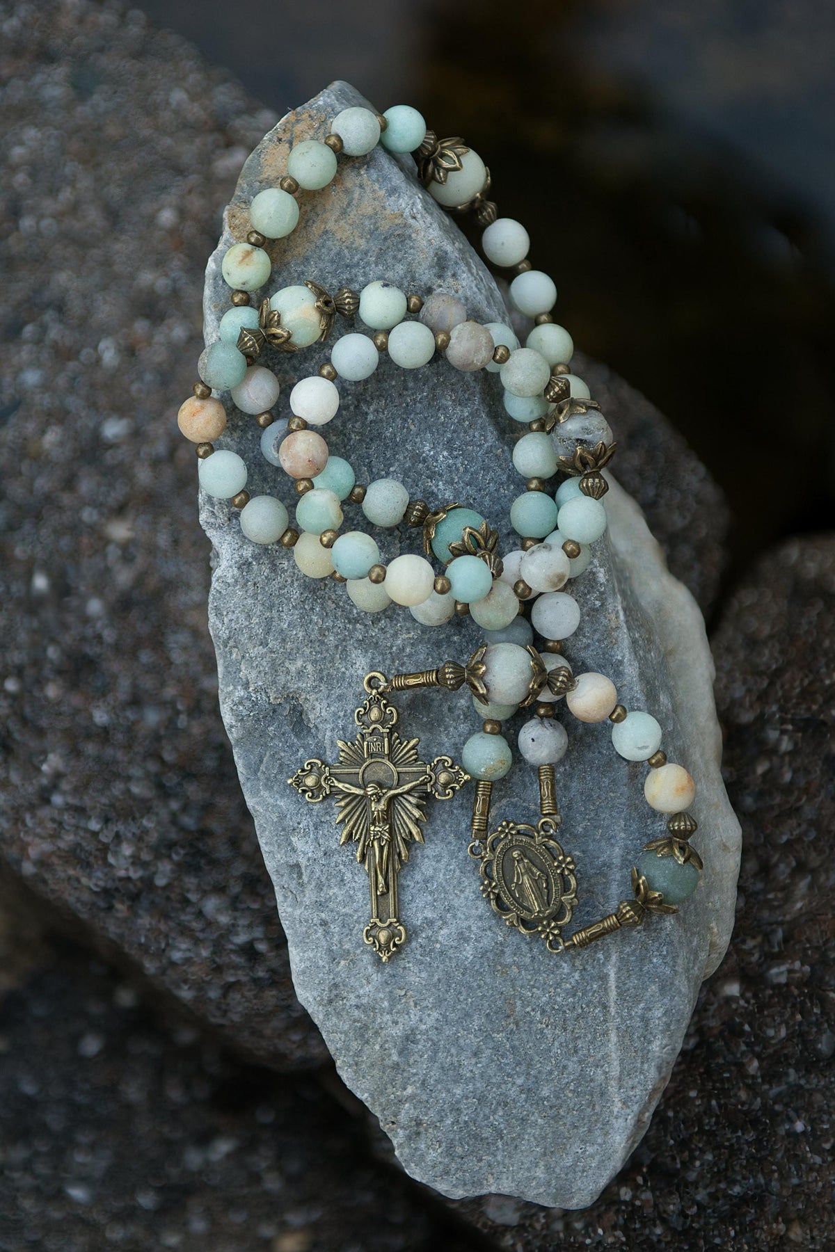 Amazonite Rosary with Miraculous Medal
