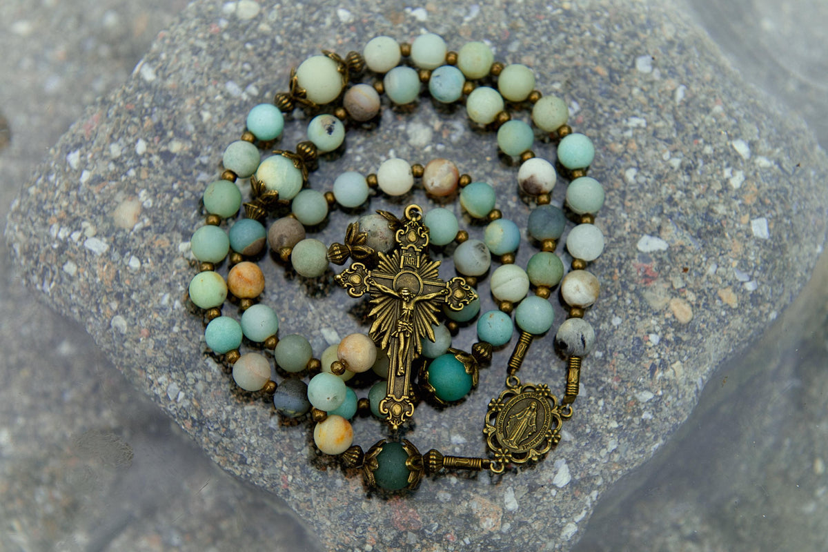 Amazonite Rosary with Miraculous Medal