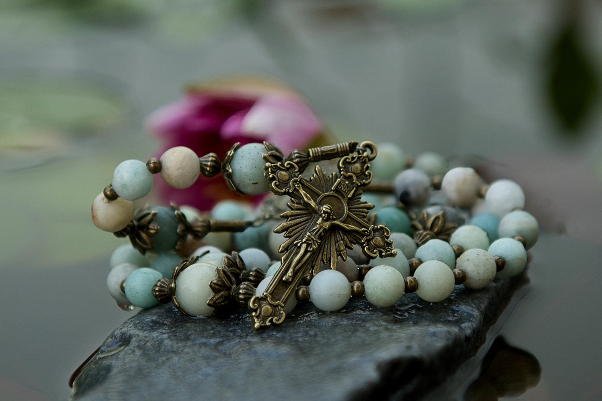 Amazonite Rosary with Miraculous Medal