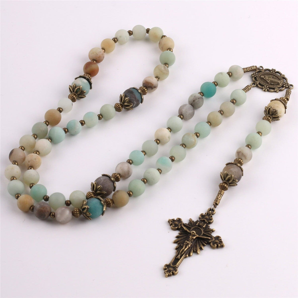 Amazonite Rosary with Miraculous Medal