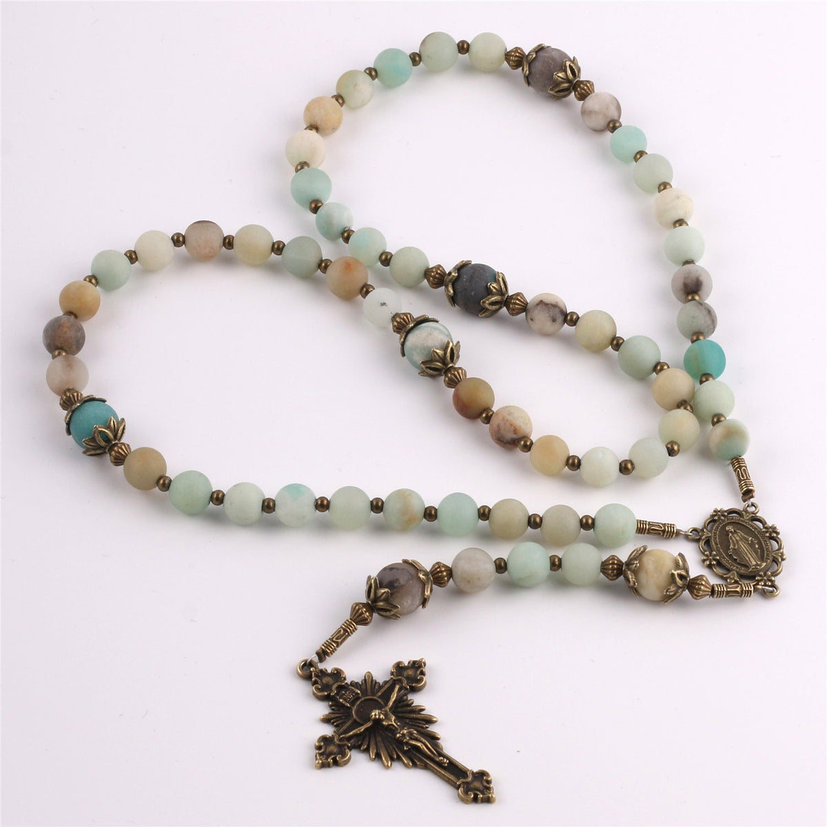 Amazonite Rosary with Miraculous Medal