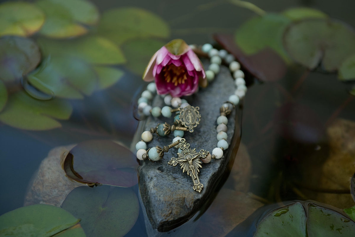 Amazonite Rosary with Miraculous Medal