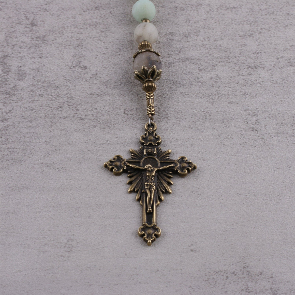 Amazonite Rosary with Miraculous Medal