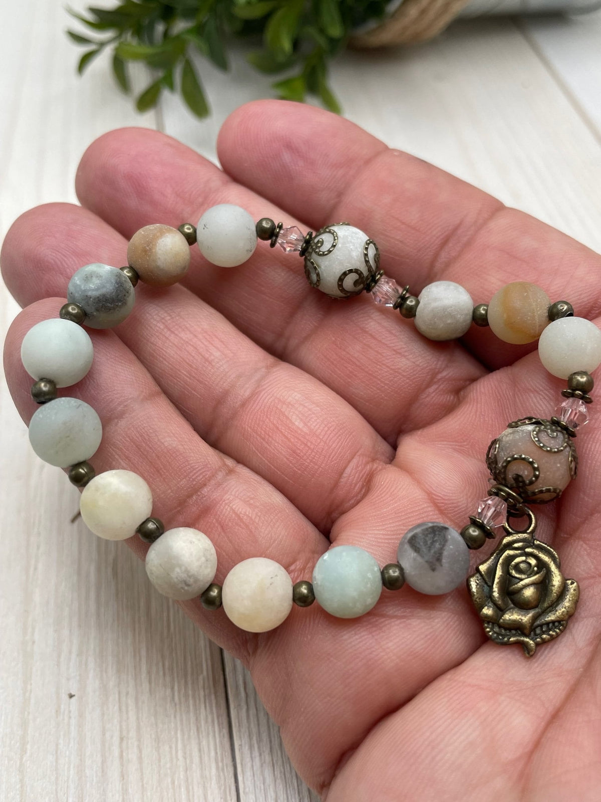 Amazonite Lourdes Rosary Bracelet