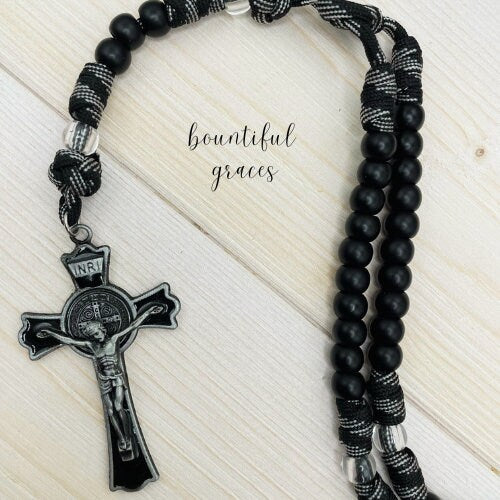 Black Paracord St. Benedict Rosary