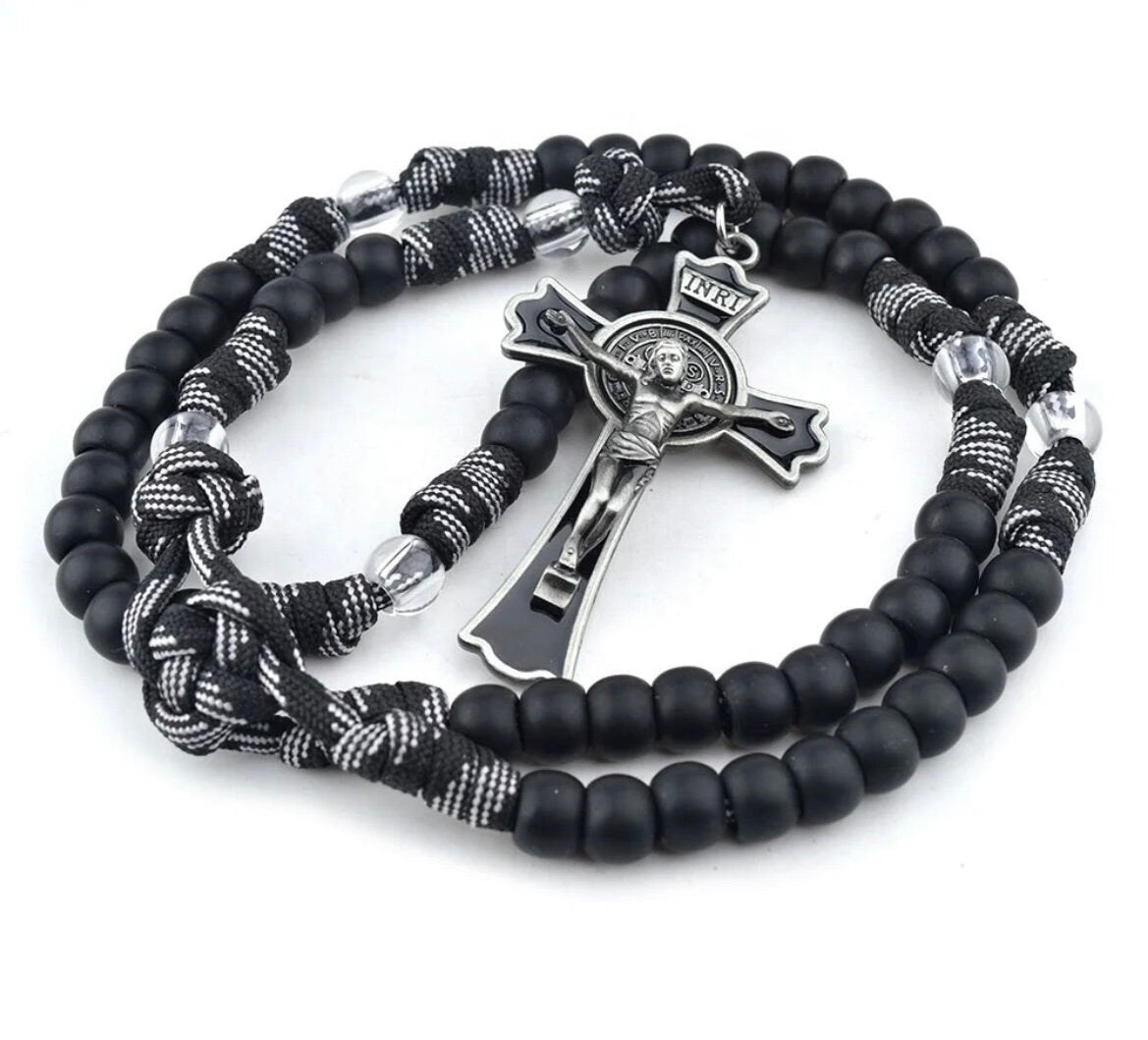 Black Paracord St. Benedict Rosary