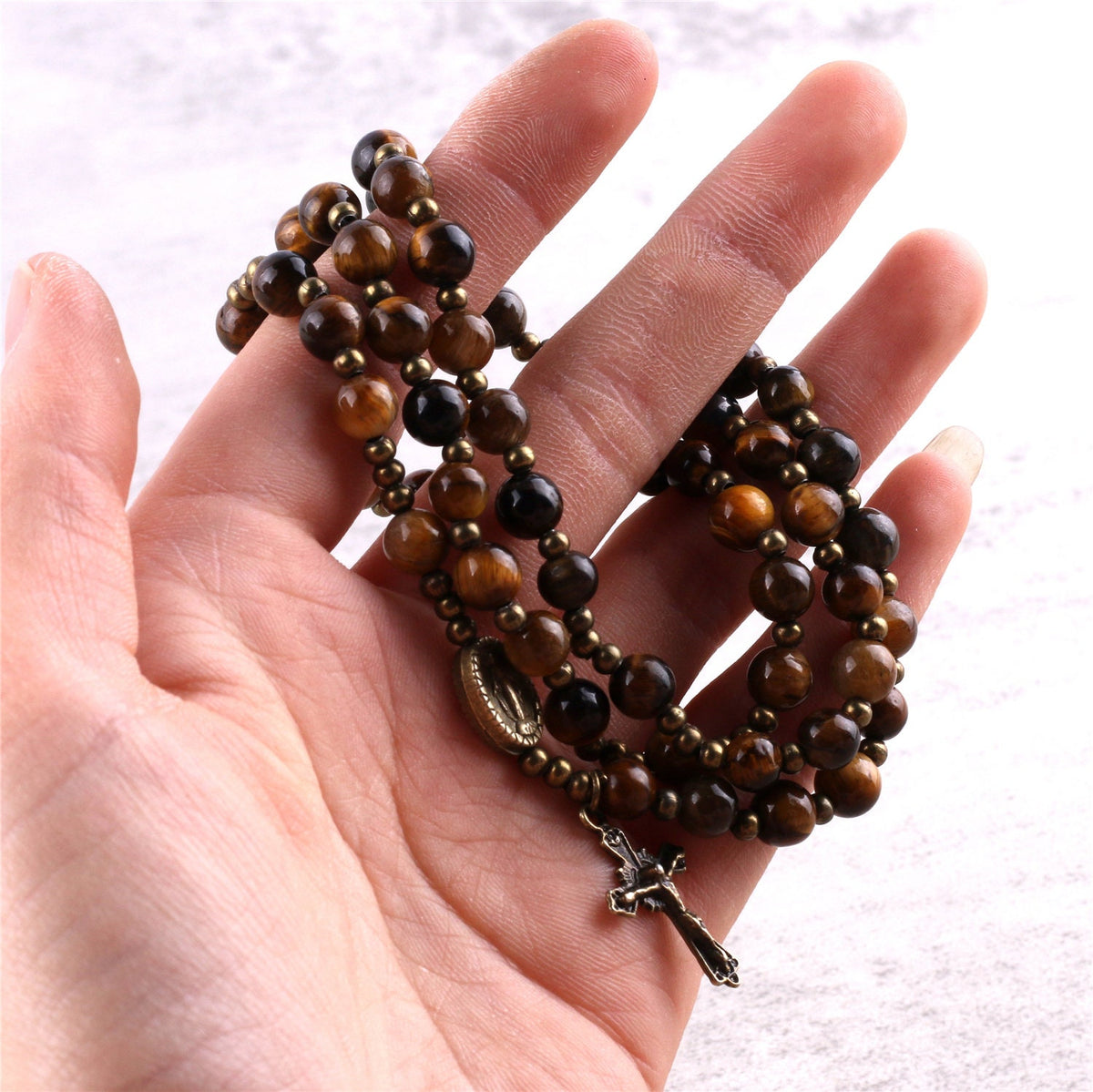 Tiger Eye Rosary Wrap Bracelet