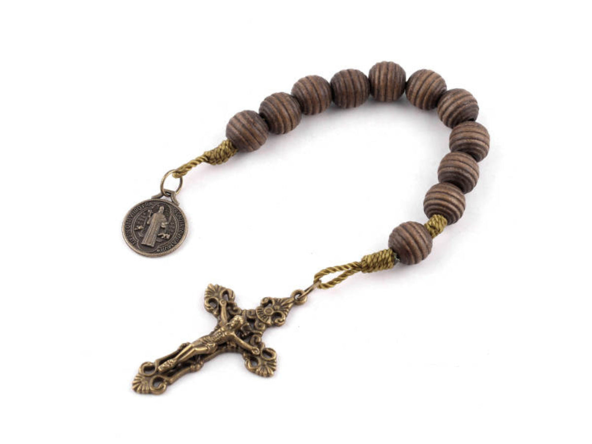 Wooden St. Benedict Pocket Rosary