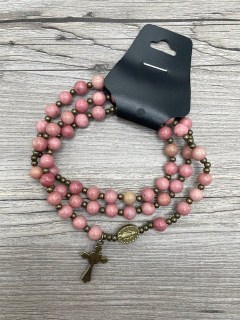 Rhodonite Rosary Wrap Bracelet