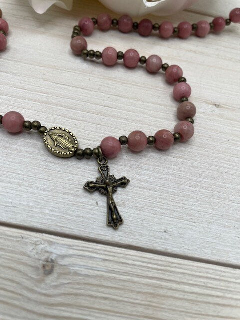 Rhodonite Rosary Wrap Bracelet