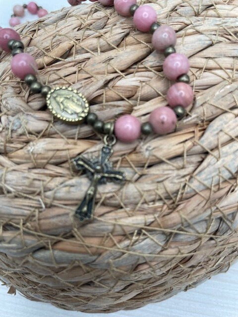 Rhodonite Rosary Wrap Bracelet