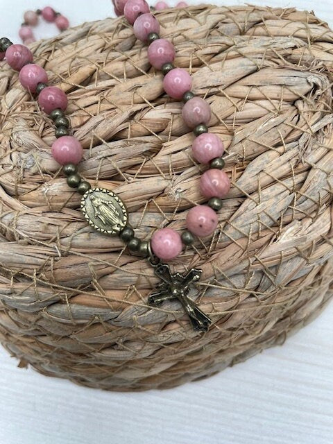 Rhodonite Rosary Wrap Bracelet