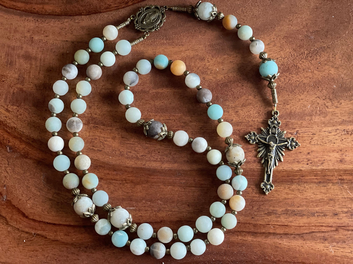 Amazonite Rosary with Miraculous Medal