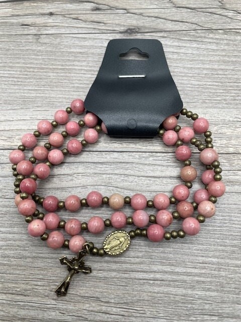 Rhodonite Rosary Wrap Bracelet