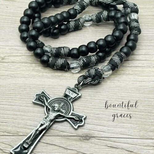Black Paracord St. Benedict Rosary